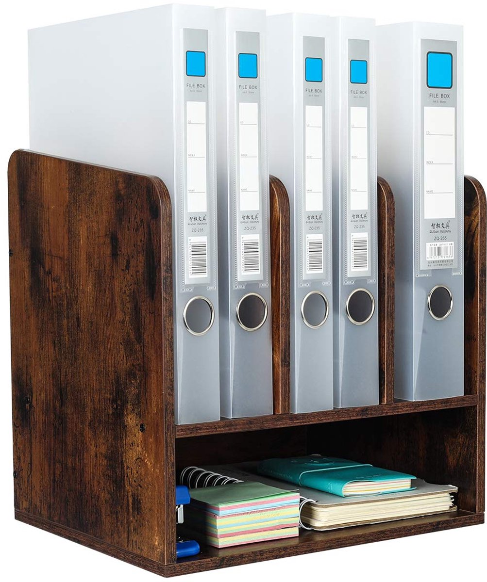 Dailygoods - Houten A4 Documentenhouder Bureau Organizer - Bruin