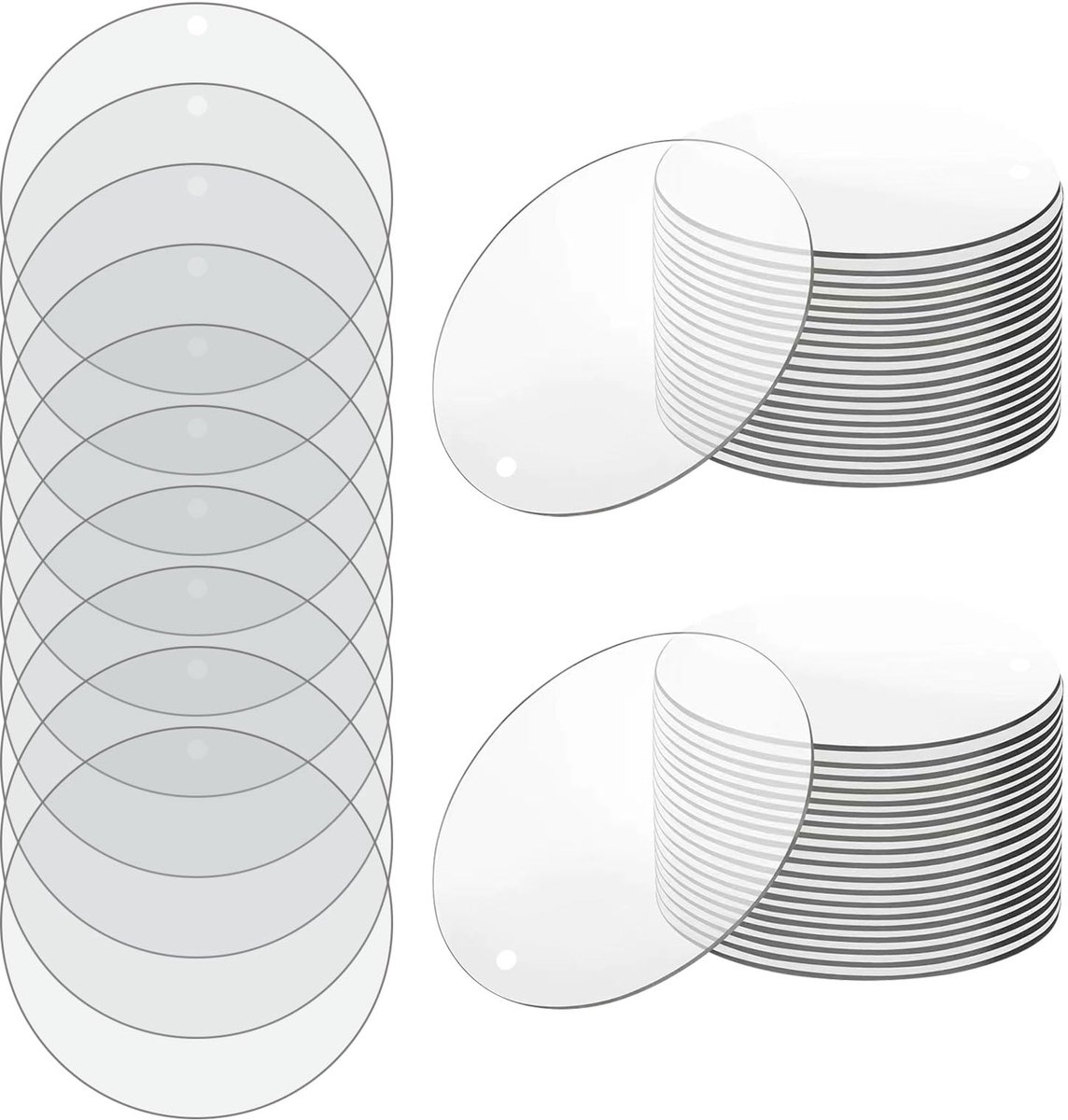 Dailygoods - 50 Stuks 5 cm Ronde Acrylplaat Met Gat - Transparant Plexiglas Voor Fotolijsten