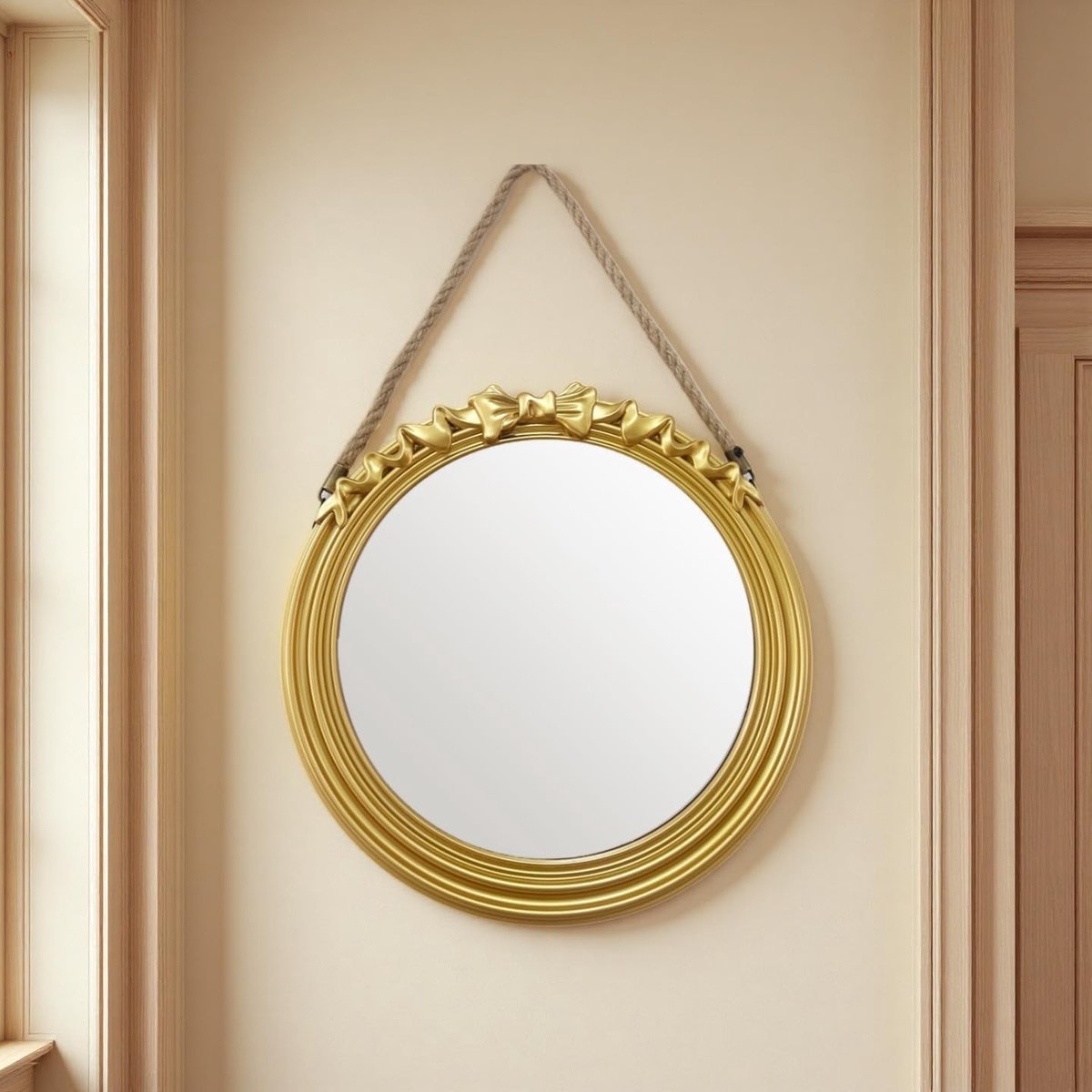 Dailygoods - Decoratieve Wandspiegel met Ketting - 31 cm - Goud