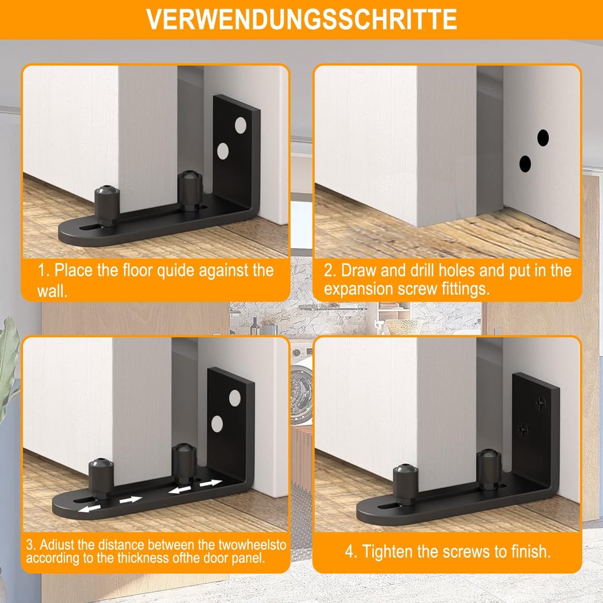 Dailygoods- Schuifdeurgeleiding Verstelbaar - Vloergeleider - Bodemgeleider - Schuifdeurrail - Koolstofstaal - Eenvoudige montage