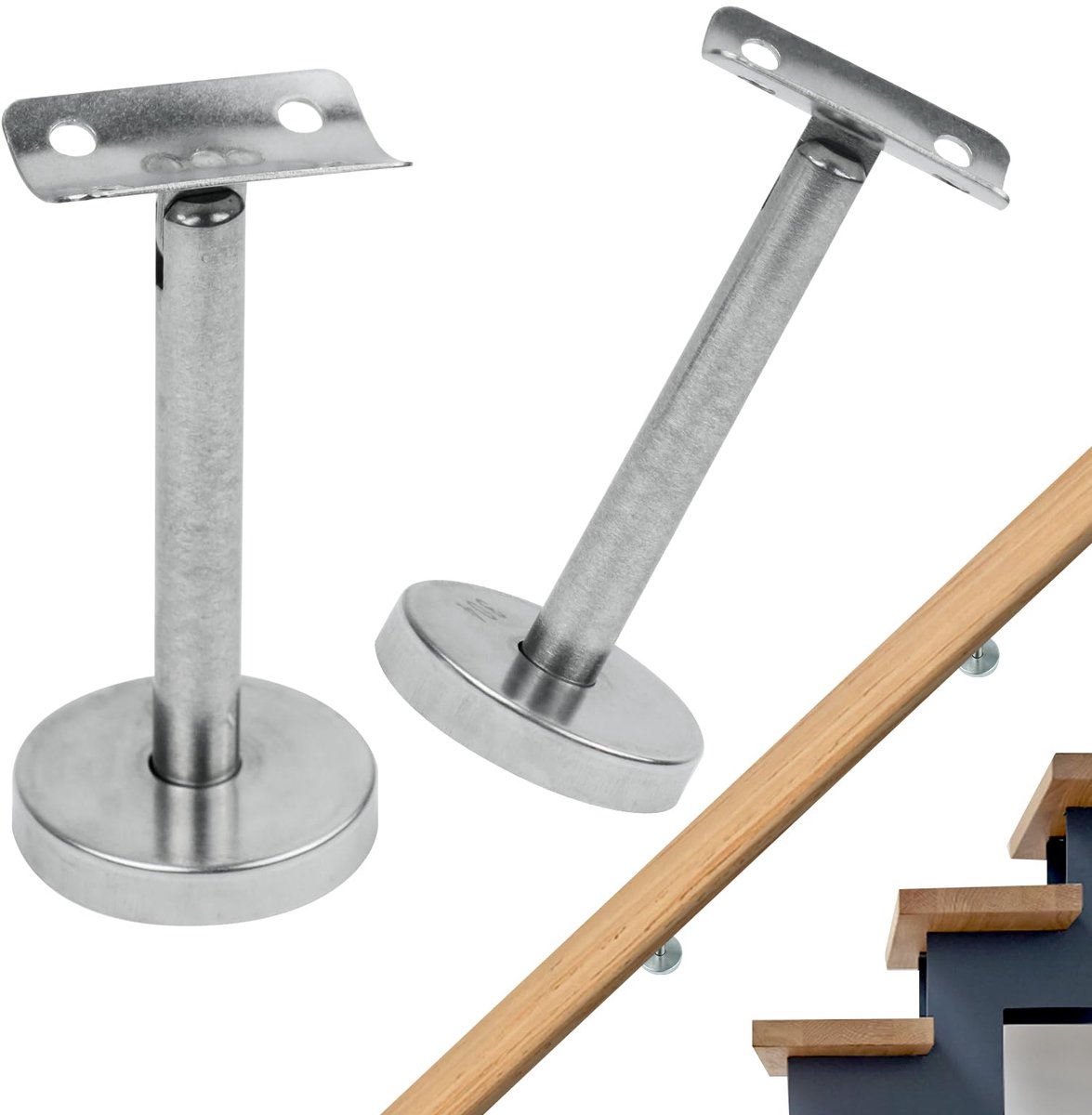 Dailygoods - Handrail Houder - 2 Stuks, Verstelbare Beugels voor Trap en Hal