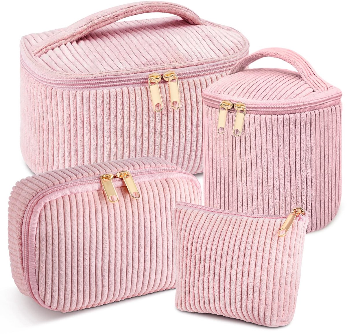 Dailygoods - Toilettas Set van 3, Grote Capaciteit, Corduroy, Makeup en Toilettas