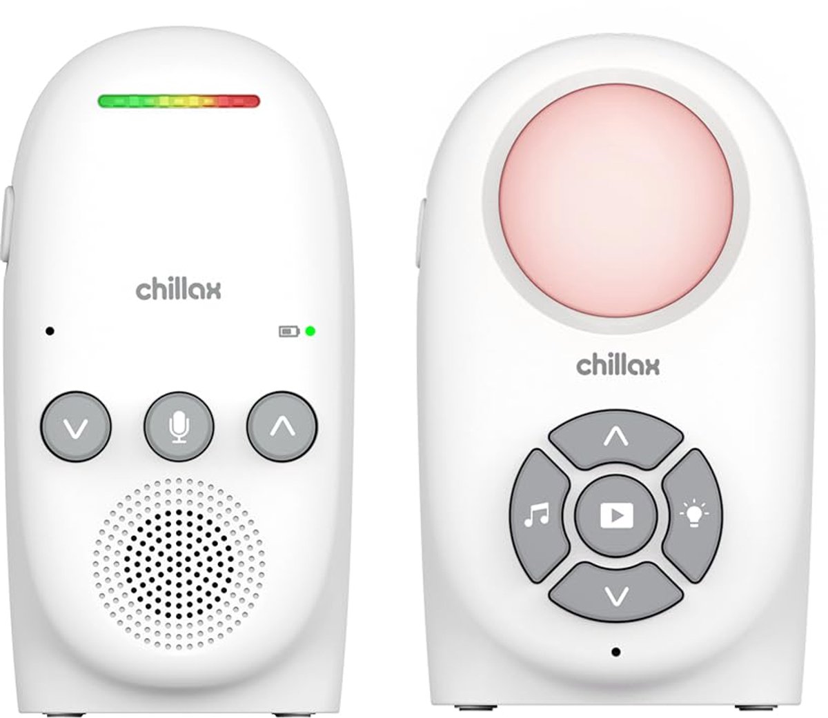 SnelShoppen - Babyfoon Audio CB210 - DECT, VOX, Smart Eco, 340m Bereik, Volumeregelaar, Nachtlampje, 5 Slaapliedjes, 13 uur Batterijduur, Walkietalkie