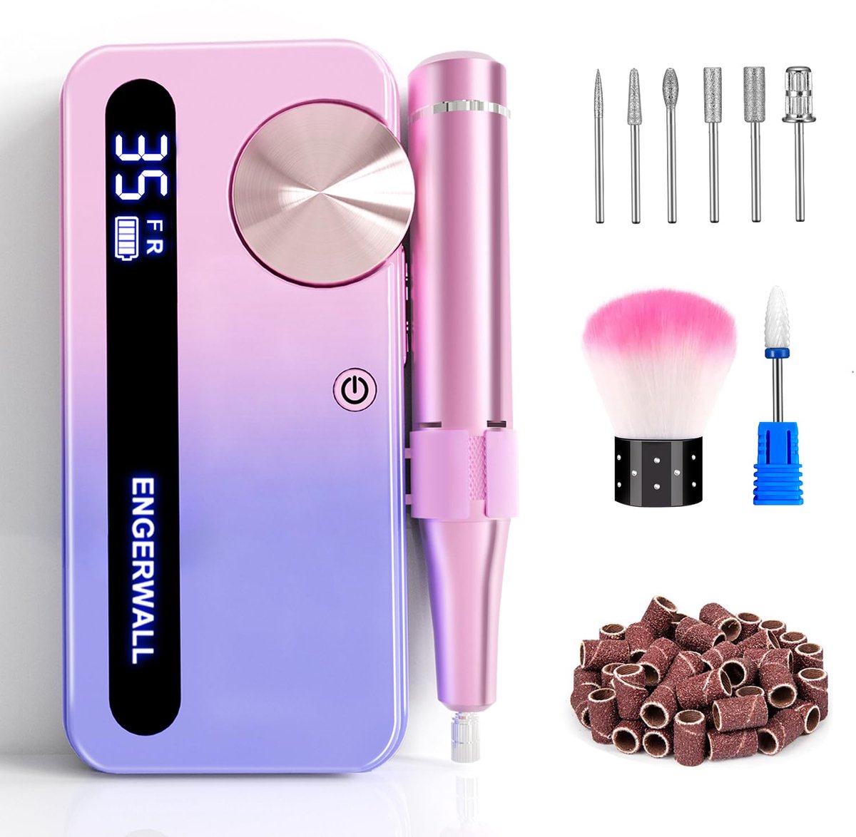 SnelShoppen - Professionele Nagelfrees 35000 RPM, Oplaadbare Elektrische Nagelvijl Draadloos, Manicure & Pedicure Set met 13 Bits, 56 Schuurbanden, LC