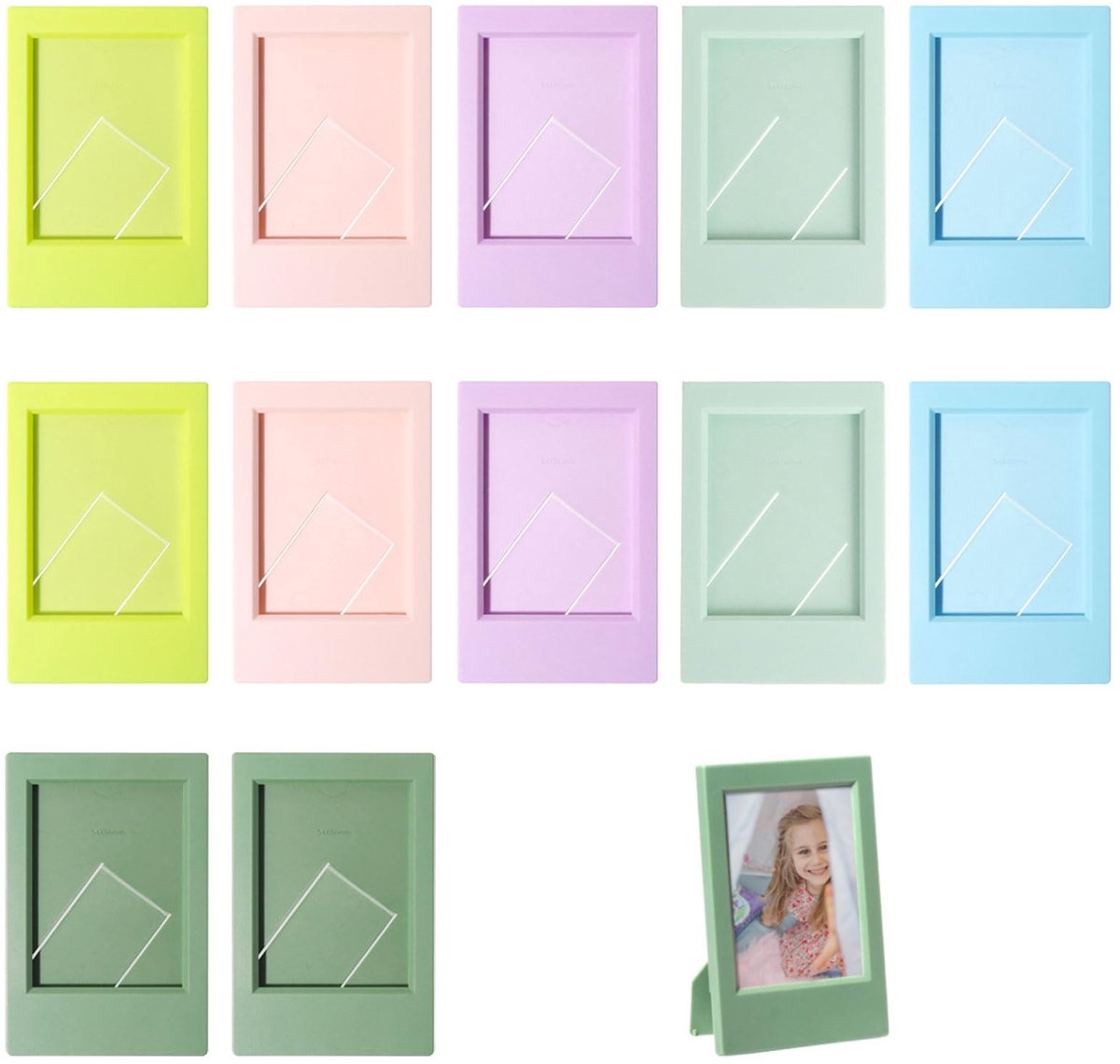 Dailygoods - Mini Fotolijst Set van 12 Stuks - Kleurrijke 3 Inch Kunststof Fotolijsten