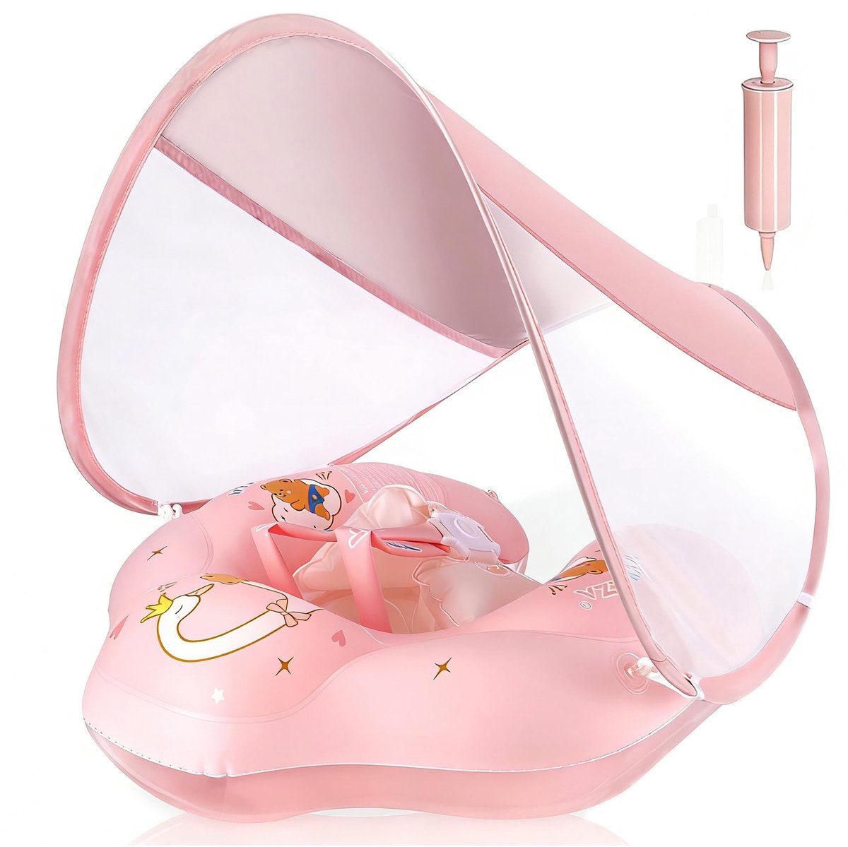 Dailygoods- Zwemring met zonnedak SPF 50+ - Zwemband baby - Zwemhulp - Maat S/L - 5-16 kg - Geschikt voor 3-36 maanden - Babyzwemband