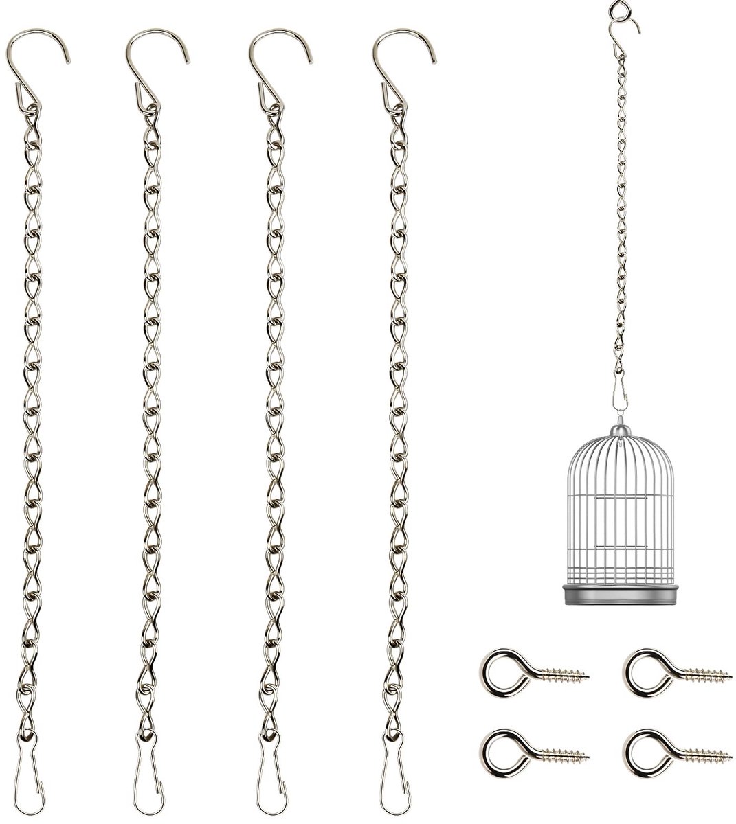 Dailygoods- Hangende Ketting 50 cm - Ophangketting per Meter - Metalen Ketting - Bloemenhanger - S-vormige Haak - Ruimtebesparend