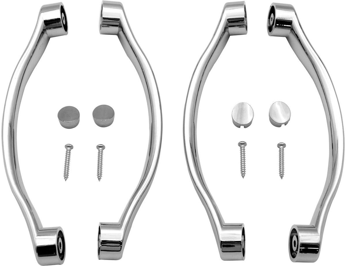 Dailygoods- Douchedeurgrepen Chroom - 2 Paar - Gebogen Handvat - ABS Kunststof - 159x19mm - DIY Vervanging - Douchehandgrepen