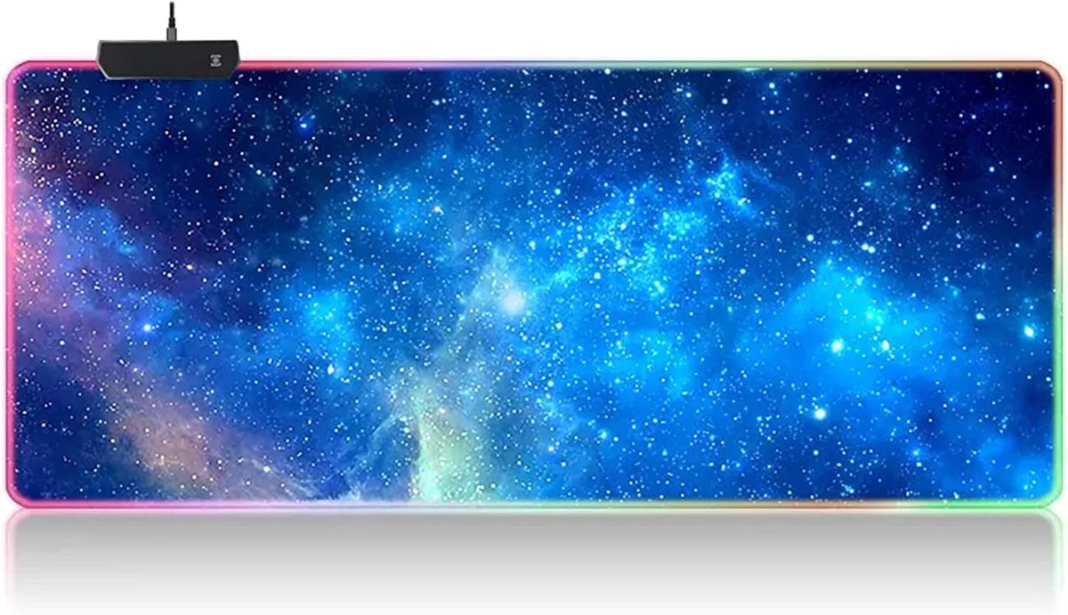 SnelShoppen - RGB Muismat XXL Gaming Muismat 900 x 400 mm - LED 7 Kleuren - 4 Lichteffecten - Verstelbaar Antislip - Wasbaar - Voor PC, Desktop en Lap