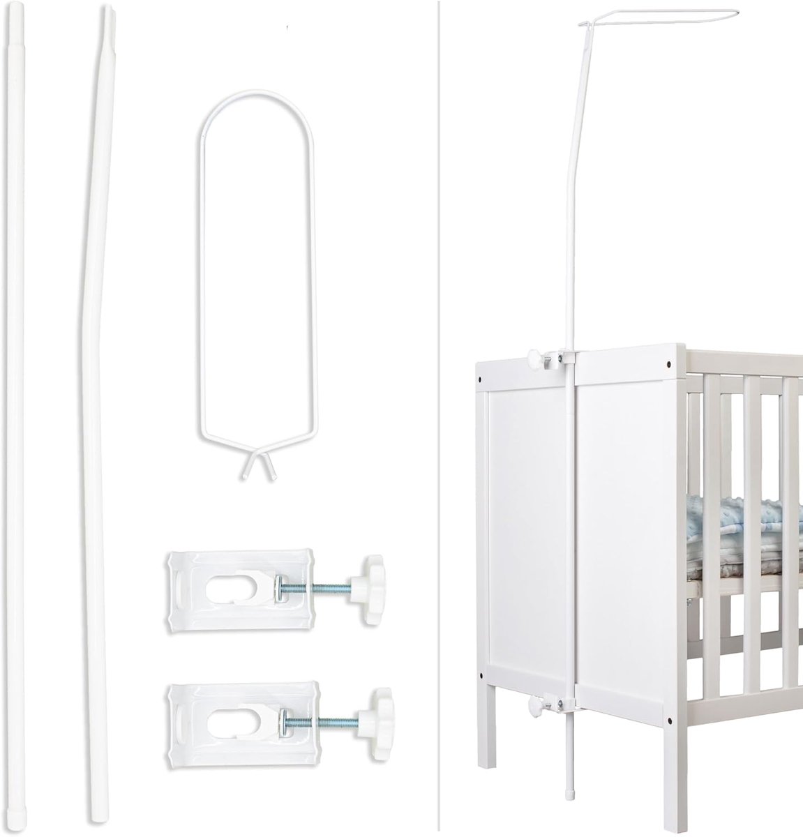 SnelShoppen - Babykajo Bedluifel Beugel - Monteerbare Luifelbalk voor Babybedden - Metaalframe voor Bedluifel Jongens en Meisjes - Ideaal voor Kalme S
