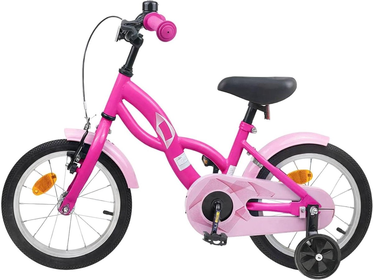 Kinderfiets Loopfiets Leren Fietsen Verstelbaar Zadel 14 inch Donkerroze