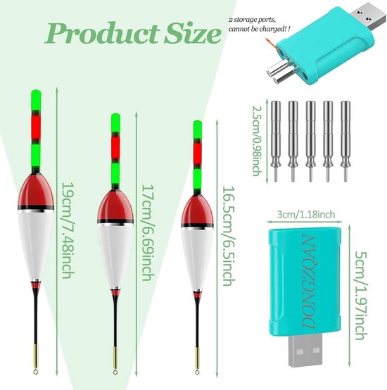 SnelShoppen - 3 stuks LED Vishaakjes met Beetmelder - Lichtgevende Dobbers en Drijfvoorzieningen voor Vissers - Ideaal voor Nachtvissen en Recreatief — afbeelding 5