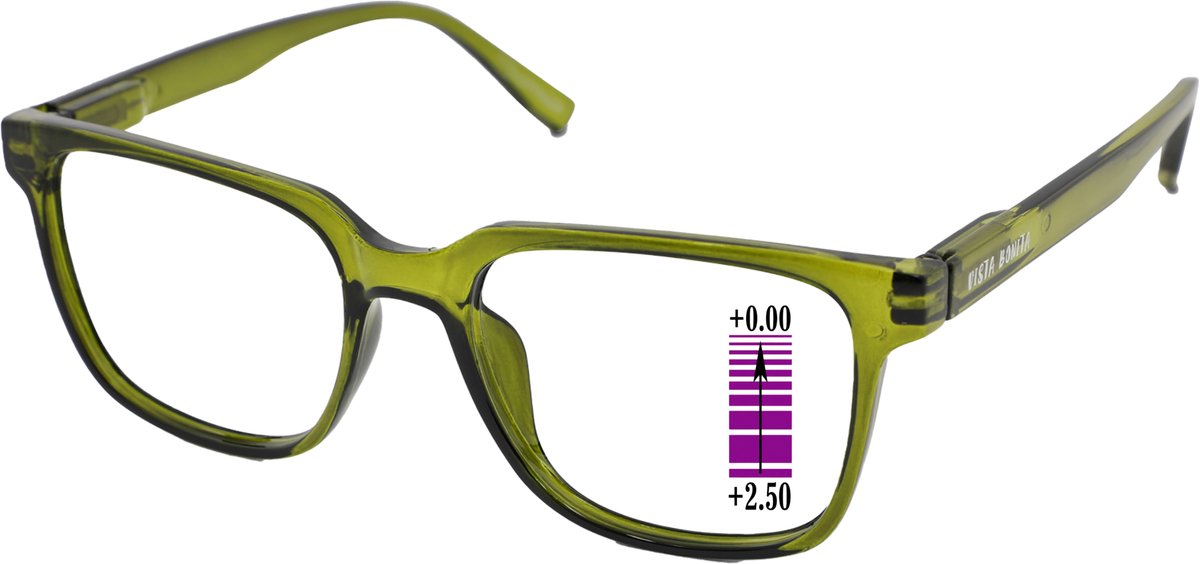 Leesbril-Vista-Bonita-Cubo progressief-Army Green-+2.50