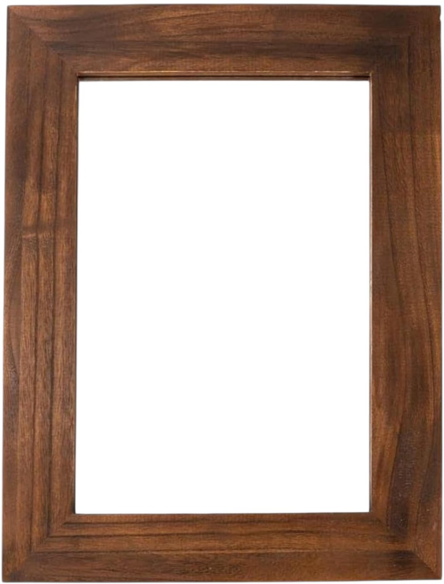 SnelShoppen - Decoratieve wandspiegel rechthoekig met houten frame donkerbruin, rustiek klassiek design, 43 x 58 cm voor woonkamer, hal, slaapkamer