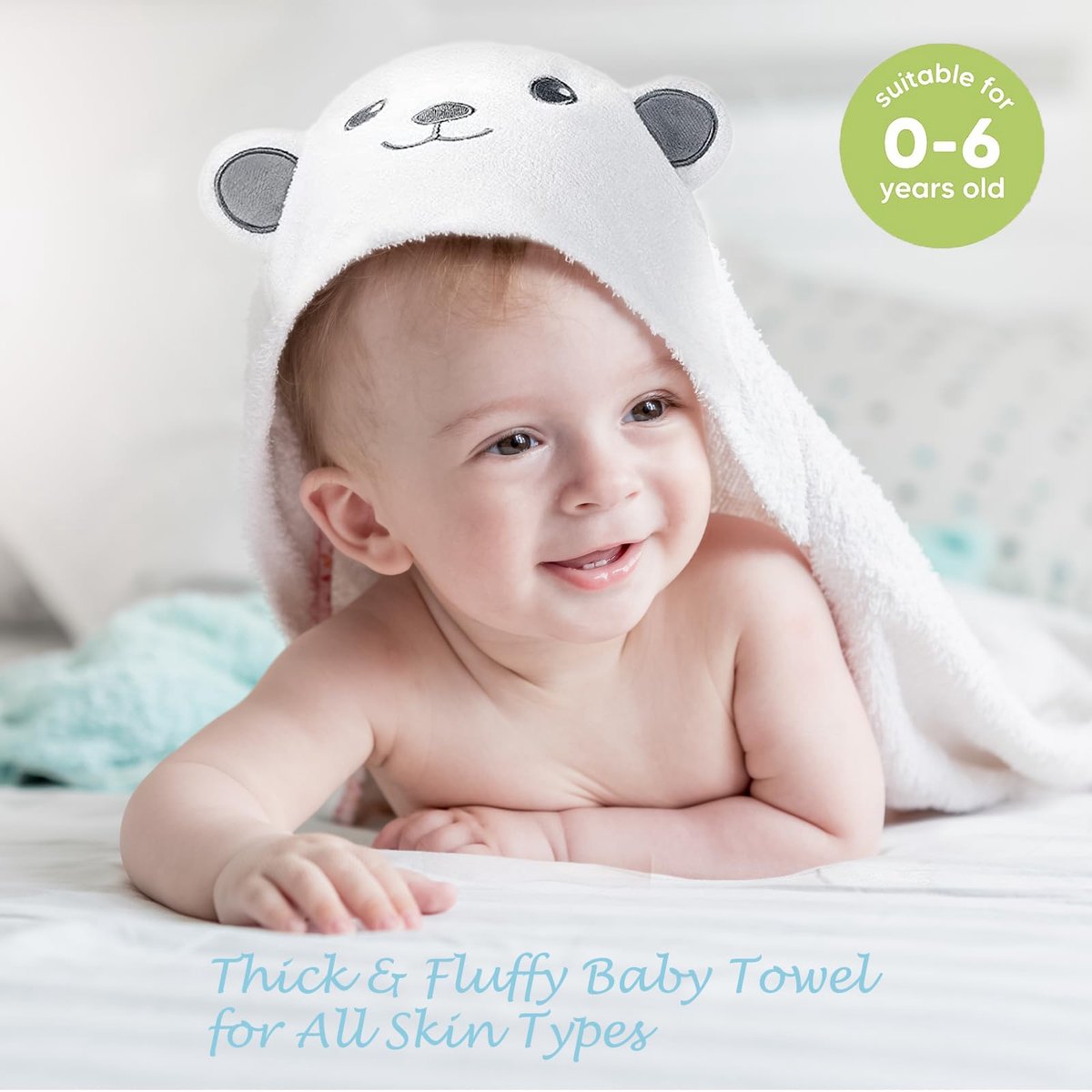SnelShoppen - ROXANEPIG 2-delige baby badcape met capuchon, super absorberende handdoek voor pasgeborenen, 80 x 80 cm, geschikt voor kinderen 0-5 jaar