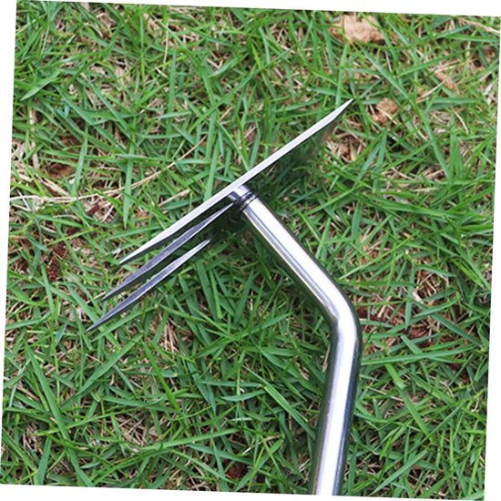Tuin Weder Tool - Wortelverwijderaar Hark - Onkruid Verwijderen - Roestvrij Staal - 36 cm - Zilver — afbeelding 4