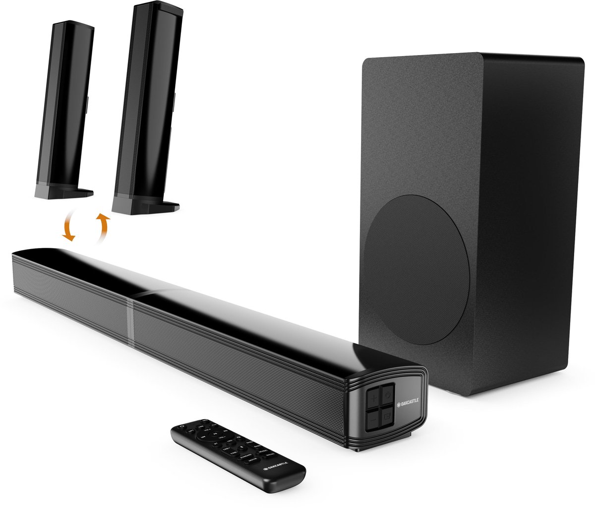 SnelShoppen - OAKCASTLE SB80 Xtra Soundbar voor TV | 200W 2.1 Thuisbioscoop Soundbar met Subwoofer | Bluetooth Luidspreker met HDMI ARC | Inclusief Wa