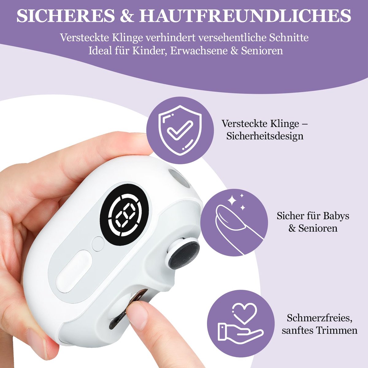 SnelShoppen - Elektrische Nagelknipper 4-in-1 Automatische Nageltrimmer en Polijstmachine met LED Licht en Nagelopbergdoos, USB Oplaadbaar, 2 Snelhede