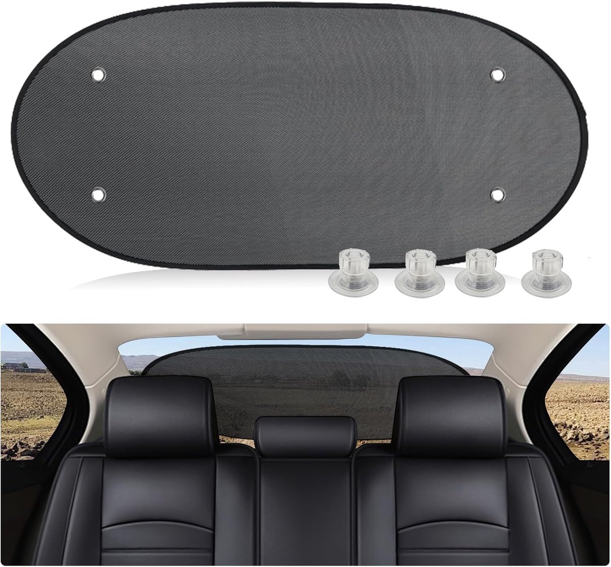 Zonnescherm Auto Achterruit – Opvouwbare Zonwering met Zuignappen – UV-Bescherming – Privacy Achterruit – 100 x 50 cm – Zwart