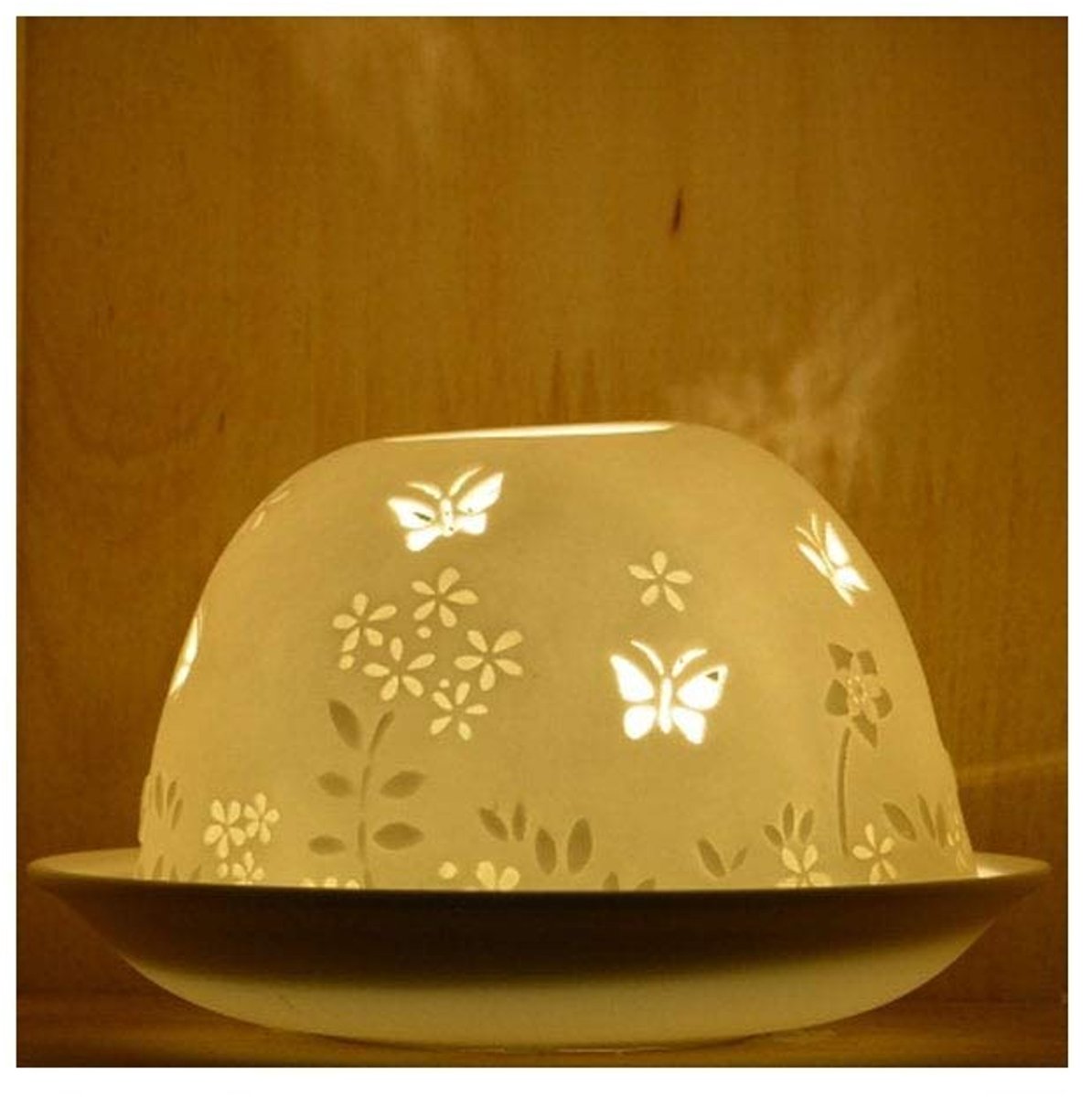 SnelShoppen - Nordic Theelicht Kaarsenhouder Set - Porselein Vlinder Stencil Woondecoratie Accessoires - 9x9x9cm - Eetkamertafel Decor - Feestelijke V