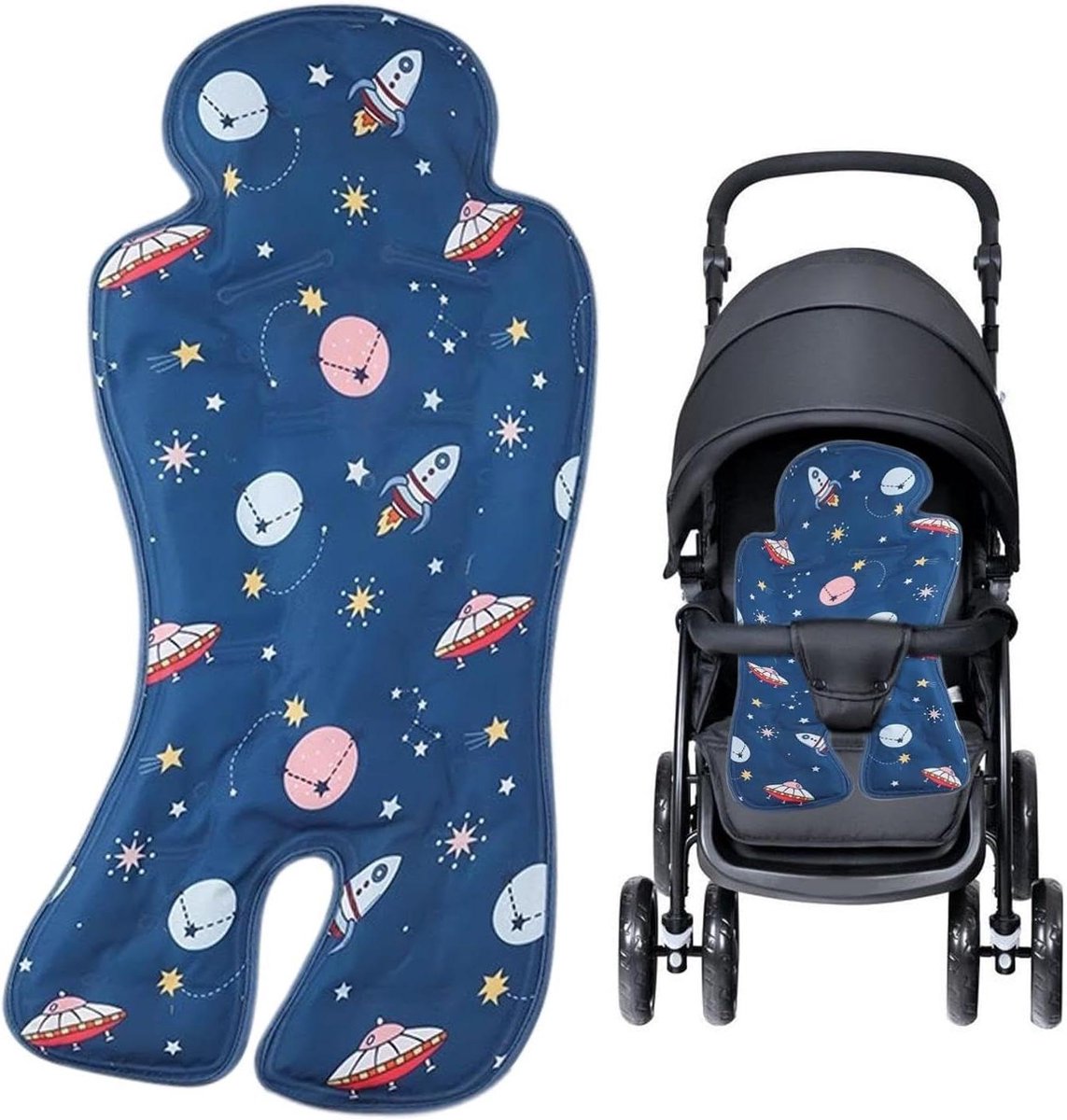 Kinderwagen Verfrissend Kussen - Koelmat Kinderen - Zomerse Ritjes - Vierlaagse Koeling - 68 x 33 cm - Sterrenhemel