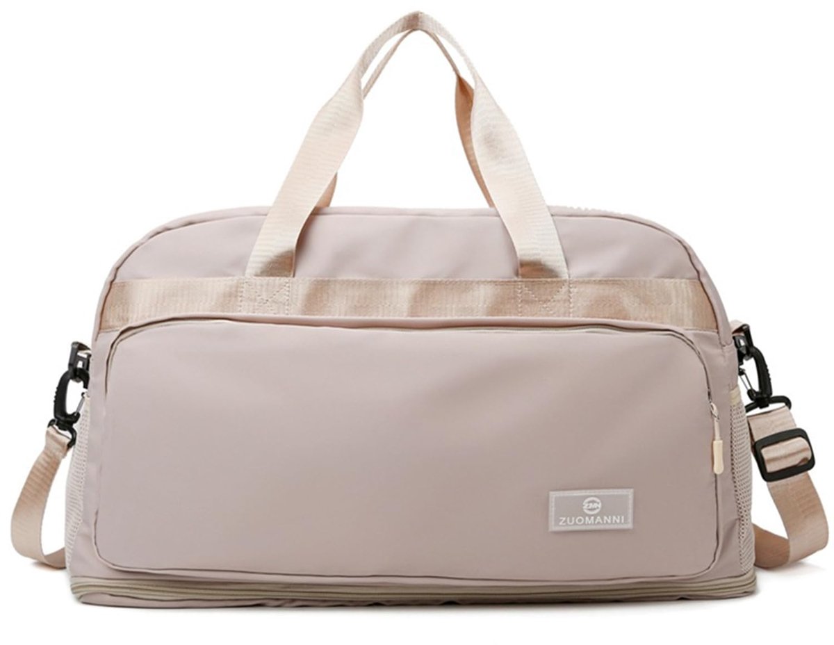 SnelShoppen - Dames Grote Sporttas 50L, Uitbreidbaar van 37,7L tot 50,7L, Waterdichte Gymtas met Natte Zak, Reis Duffel Weekendtas, Kaki voor Sport, V