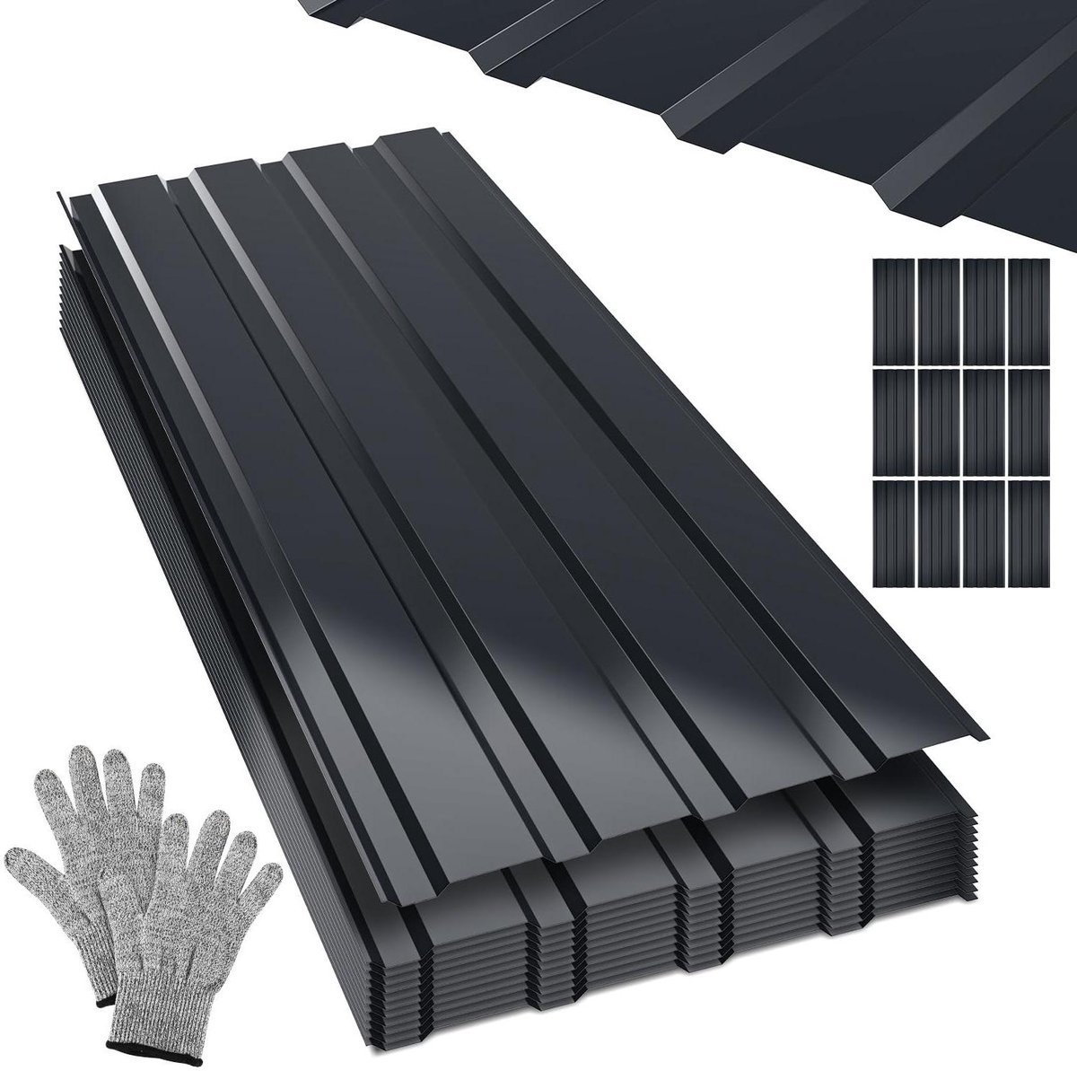 Trapezium dakplaten - Golfplaten schuur - Dakbedekking tuinhuis - Verzinkt staal - 115 x 45 cm - Antraciet