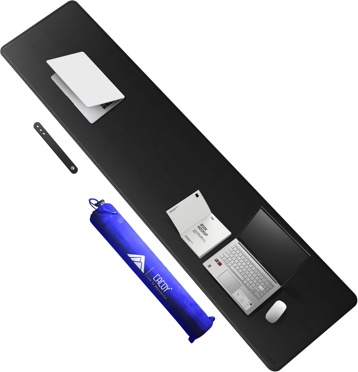 SnelShoppen - XXL Lederen Bureau-onderlegger 190 x 50 cm - Waterdichte PU-lederen Bureaubeschermer - Grote Gamingmuismat - Zwart voor Bureaus, Thuiswe