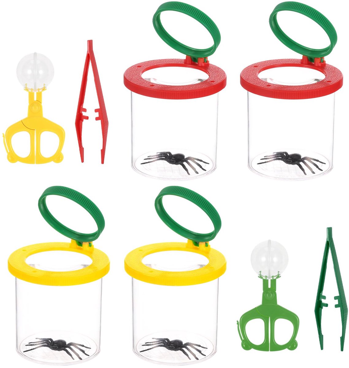 SnelShoppen - 4 Stuks Bekerloep Set voor Kinderen - Vergrootglas met Insectenvangers, Educatief Insectenglas voor Buitenactiviteiten, Tuin, Camping en