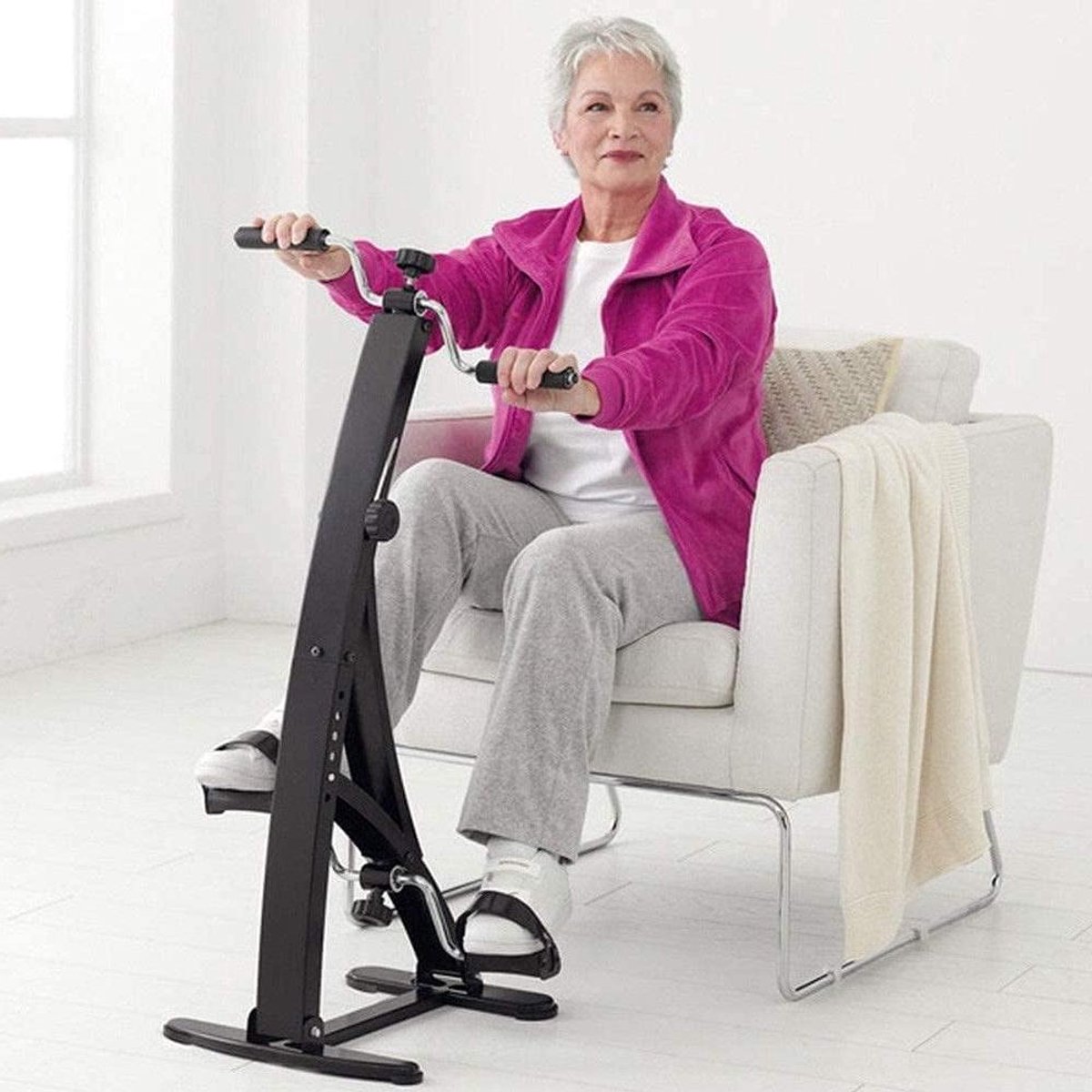 Pedaal Hometrainer - Arm Been Fiets - Passieve Oefening - Verstelbare Hoogte - Compact Vouwbaar - Zwart