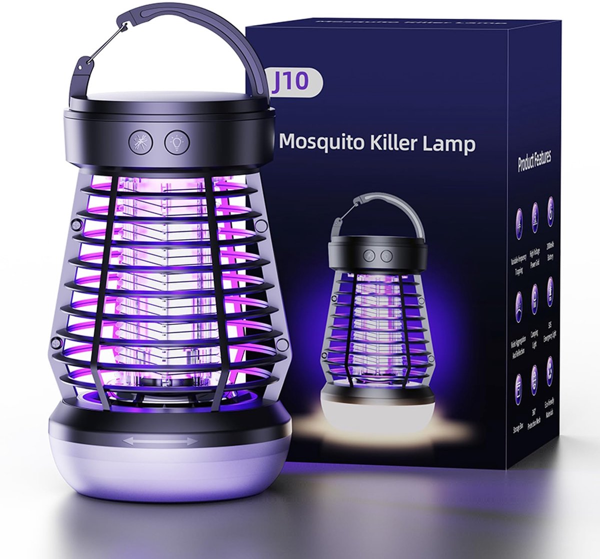 SnelShoppen - Draagbare Elektrische Insectenverdelger, UV Muggenlamp met LED, Waterdichte Insectenval voor Muggen, Motten, Vliegen en Spinnen, Ideaal