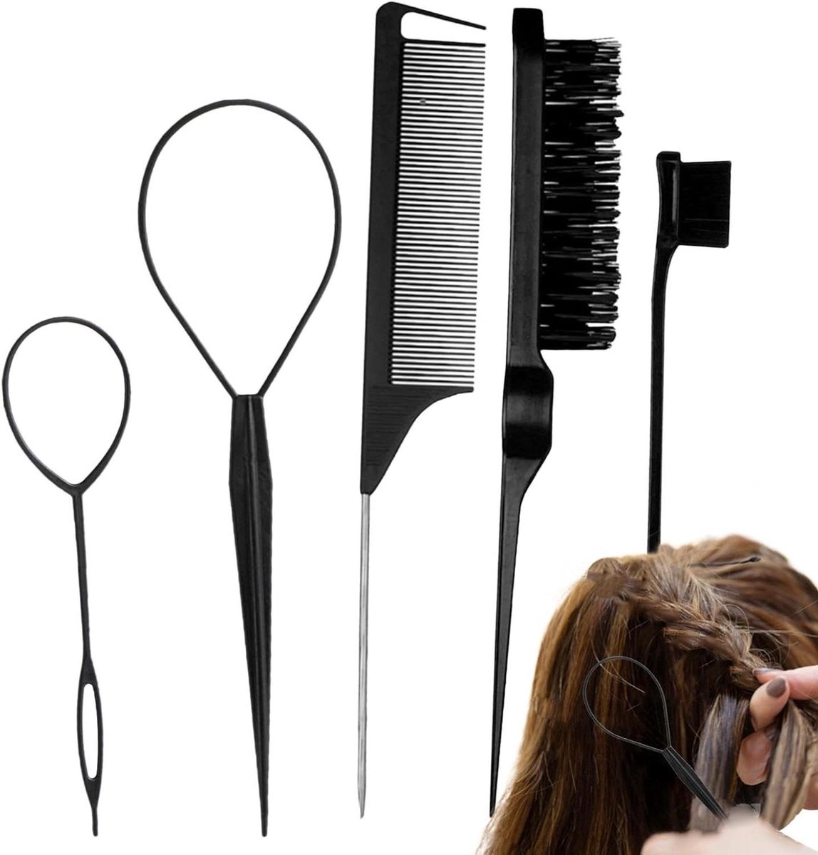 Haarstyling Tools - Vlechtgereedschap Set - Haar Vlechten - Duurzaam Materiaal - 5 Stuks - Paars