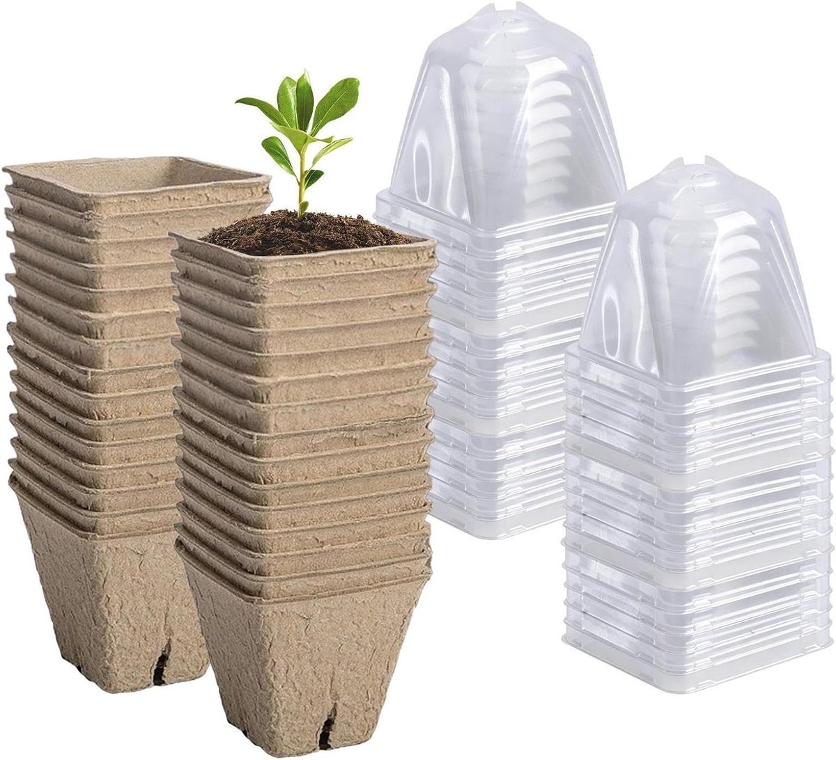 Turfpotjes voor Zaailingen - Kweekpotjes Plantenbakjes - Planten Kweken - Voorkomt Wortelrot - 30 Stuks - Natuurlijk