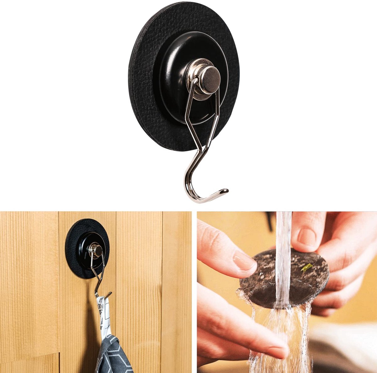 Dailygoods- Magnetische Haak Herbruikbaar - Flexibel Gebruik - Geen Lijmresten - Metalen Nano-Gel Pad - Perfect voor Jassen/Tassen - Schokbestendig