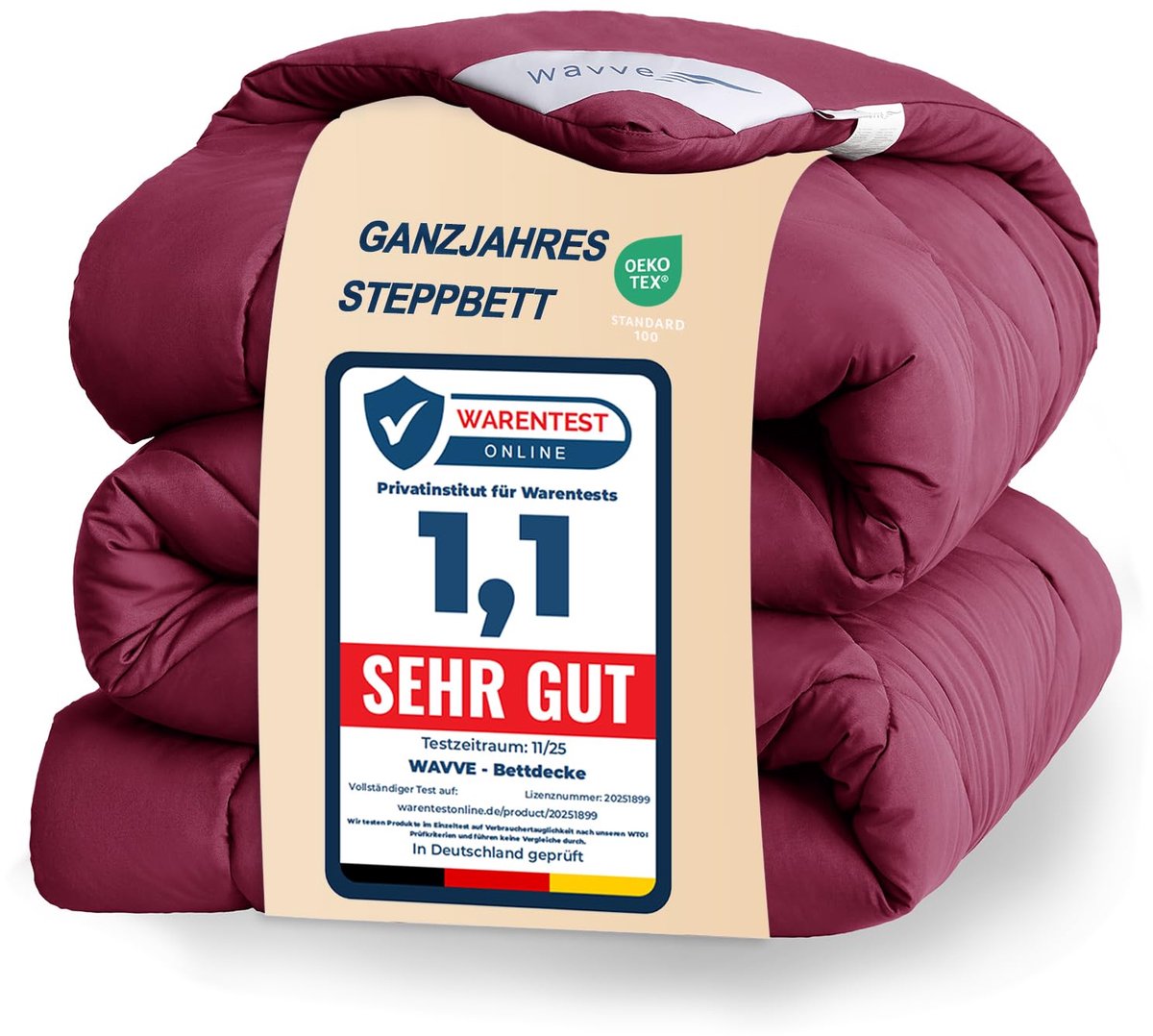SnelShoppen - WAVVE 4 Seizoenen Dekbed voor Frans Bed, 200x200 cm, Kunstvezel, Bordeaux, Ideaal voor Herfst en Winter, Comfortabel en Warm