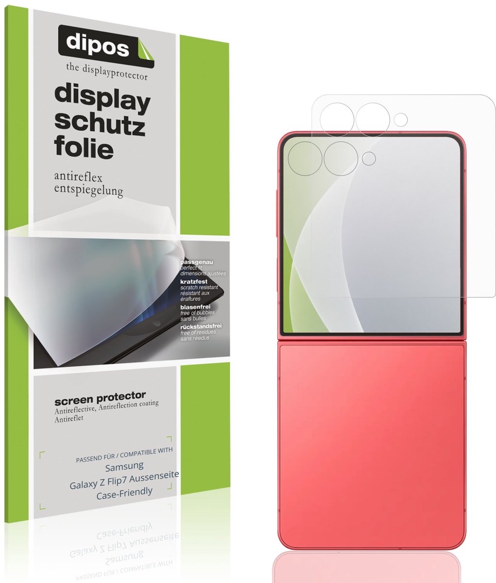 dipos – 4x Matte Beschermfolie geschikt voor Samsung Galaxy Z Flip7 Buitenkant Case-Friendly | Krasbestendige & antireflecterende Screenprotector Ultra-Thin