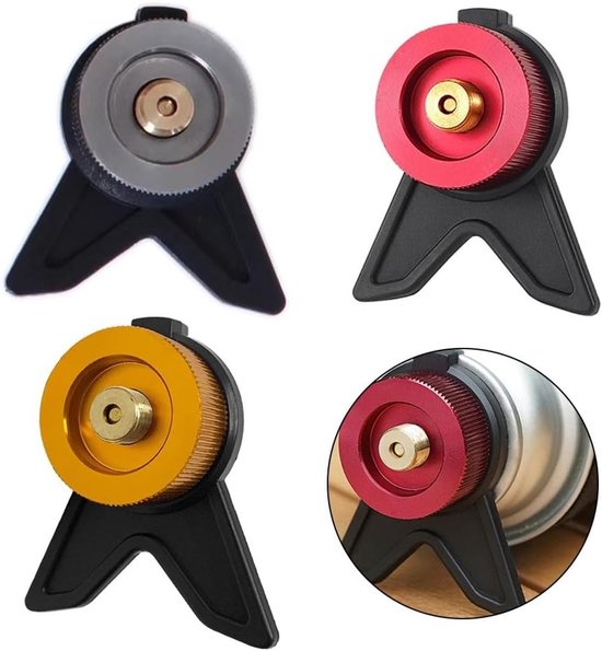 Luchttank Adapter - Gas Converter - Camping Koken - Automatische Uitschakeling - 3-delig - Oranje — afbeelding 3