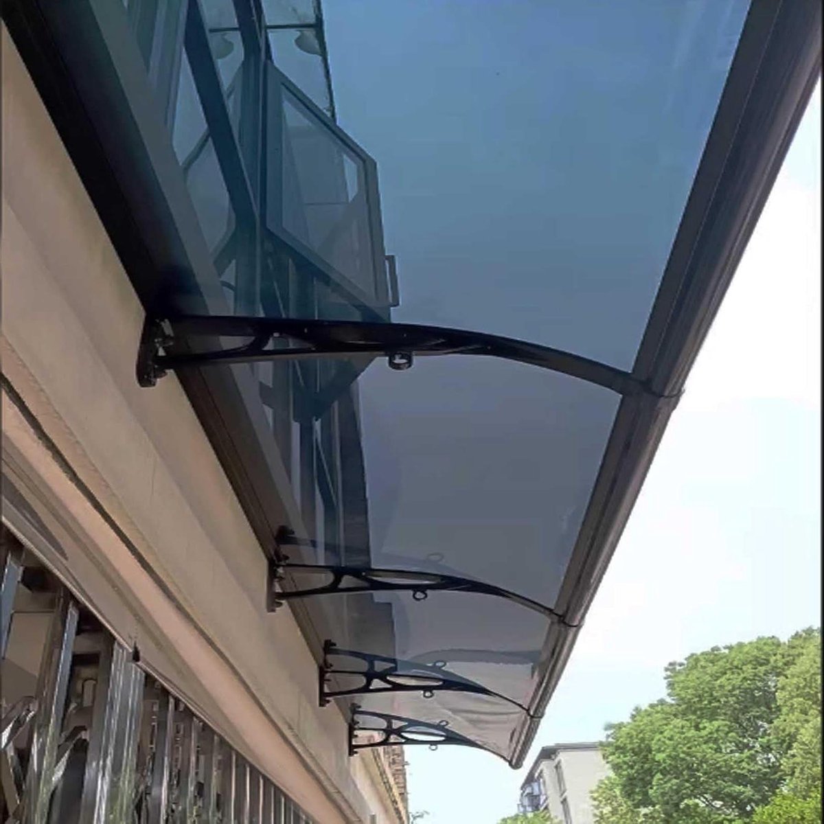 Buitenluifel Deur Raam - Zonwering Overkapping - Bescherming Tegen Weer - UV-Bestendig Polycarbonaat - 60 x 130 cm - Donkergrijs
