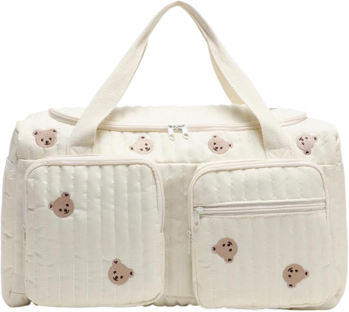 Luiertas met Berenpatroon - Draagbare Organizer - Babyverzorging Onderweg - Veelzijdige Vakkenindeling - 48 x 22 x 26 cm - Multicolor