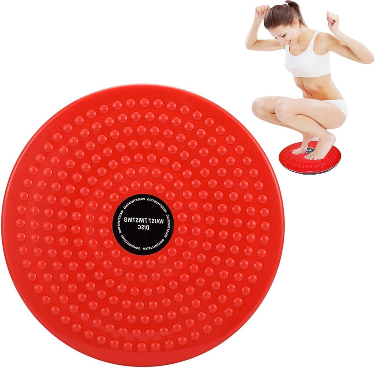Sport Taille Draaischijf - Heup Trainer Balance Board - Thuisoefeningen Taille Vormen - Anti-slip Textuur - 24.5 cm - Rood