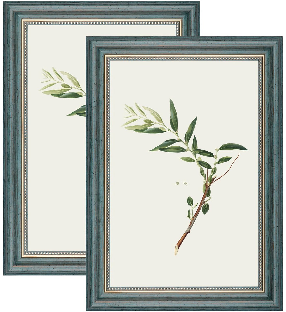 SnelShoppen - Set van 2 Vintage Fotolijstjes 20x30 cm, Shabby Chic Retro Foto Lijsten voor Muur en Tafel, Staande Foto Lijsten Horizontaal & Verticaal
