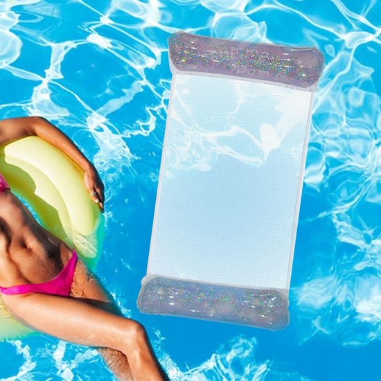 Zwembad Vlotter - Waterhangmat Relaxstoel - Waterplezier Ontspanning - Glitter Effect - 110 x 65 cm - Blauw — afbeelding 3