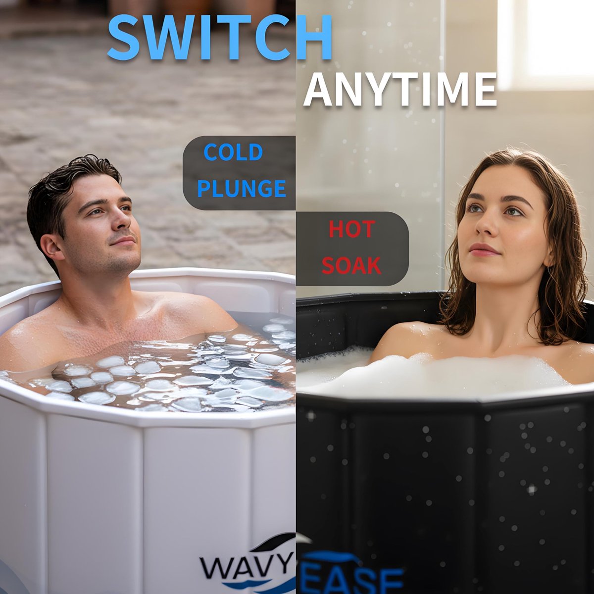 Thijox - Draagbare Opvouwbare Badkuip voor Volwassenen (80x66cm) - Koude Plunge Tub voor Herstel & Buitenbad - Inklapbaar Douchebad - Zwart