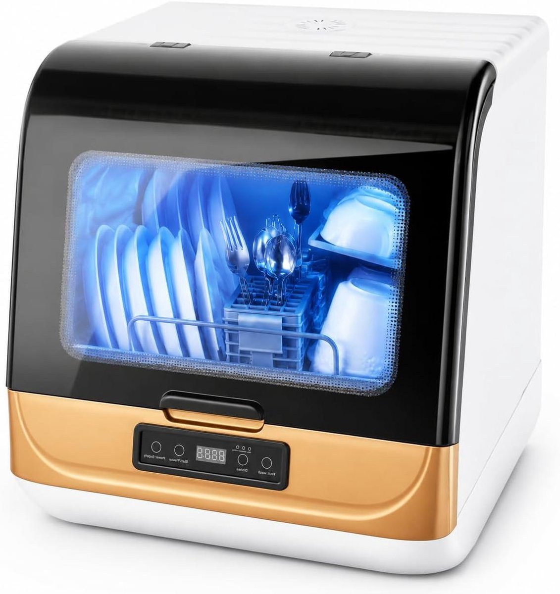 Compacte Vaatwasser Tafelmodel Vaatwasser Keuken Reiniging 3 Wasprogramma's 45x40x44.8cm Goud