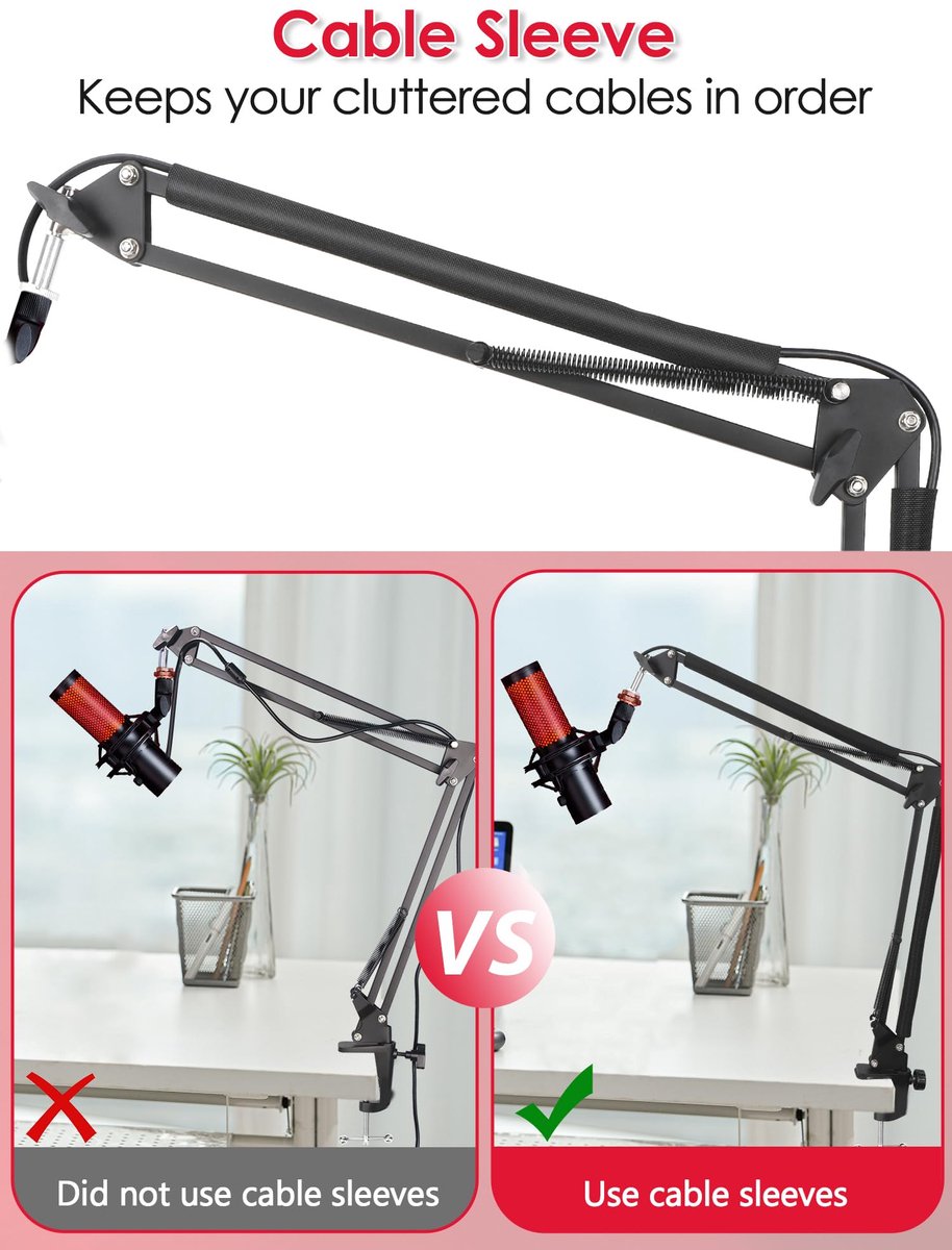 SnelShoppen - Mic Boom Arm voor QuadCast 2 - Microfoon Arm Desktop, Verstelbare Microfoonstandaard, Robuust en Stabiel, Ideaal voor Streaming, Podcast