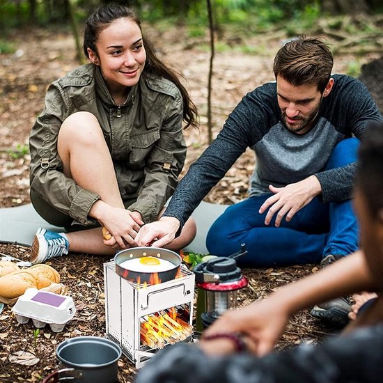 Houtkachel Camping - Draagbare Kooktoestel - Outdoor Koken - Roestvrij Staal - Opvouwbaar - Metaal — afbeelding 4