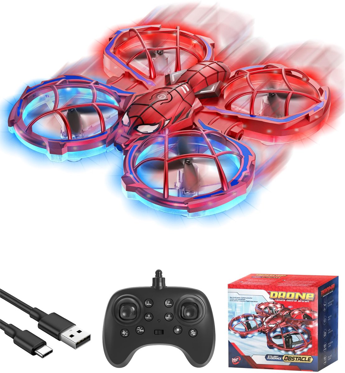 SnelShoppen - Gofimyee Mini-drone voor Kinderen - Afstandsbediening, 360° Wielen, 3 Snelheidsmodi, One Key Start, Rood - Speelgoed voor Beginners en K