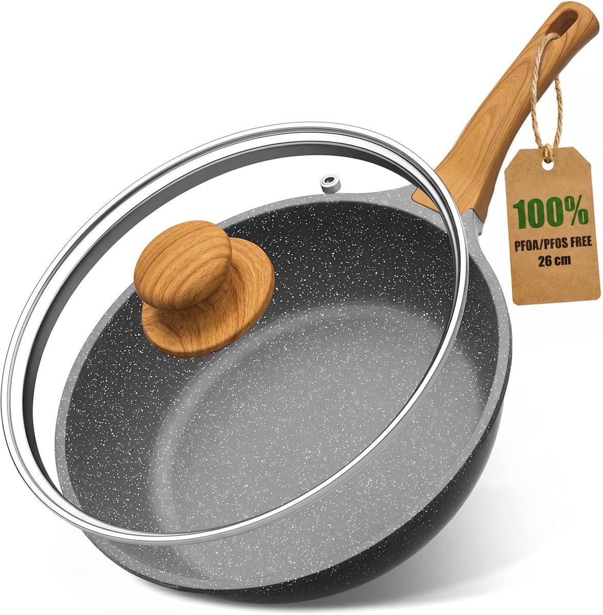 YASHE diepe koekenpan - 26 cm - 4,3 L - deksel