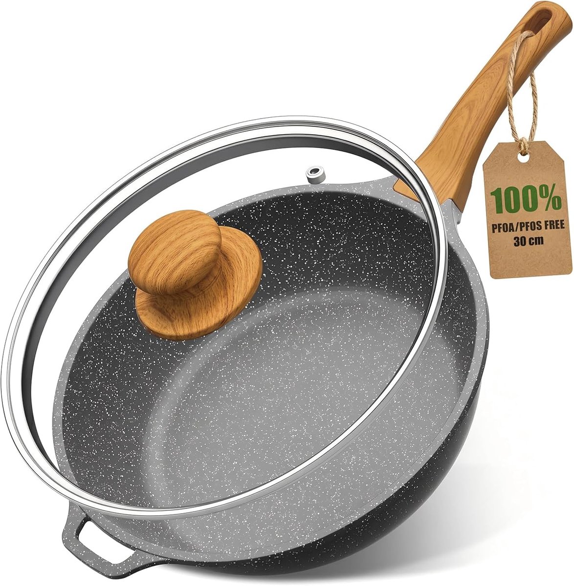 YASHE diepe koekenpan - 30 cm - 4,7 L - deksel