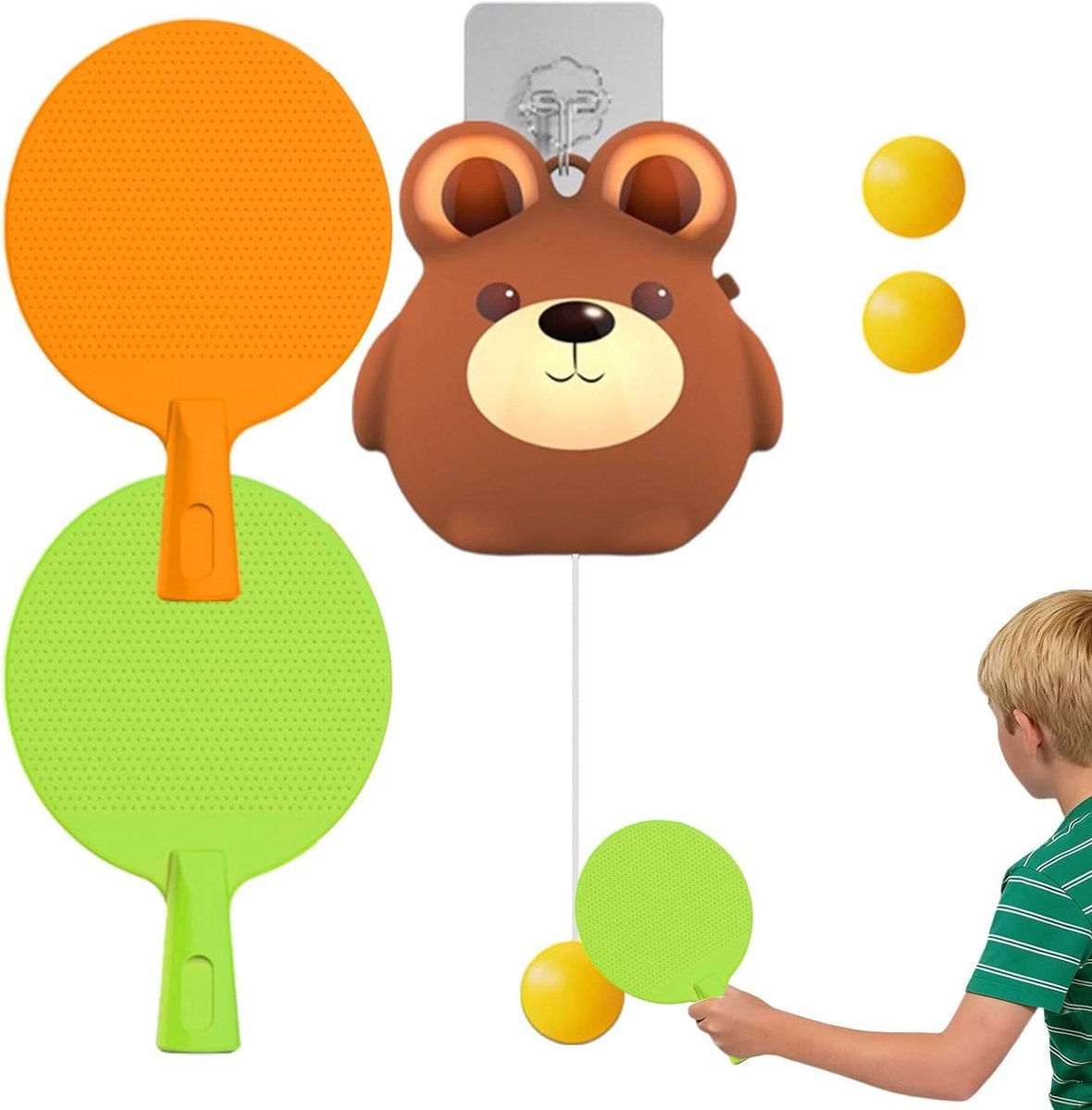 Deurspel Set - Tafeltennis Trainer - Actieve Spelpret - Verstelbare Hoogte - 18.2 cm - Beer